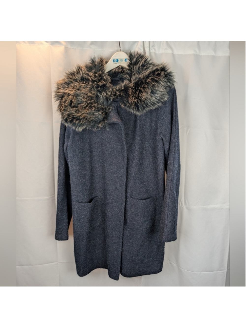 Paul Costelloe dark blue wool coat size 8 in EUC